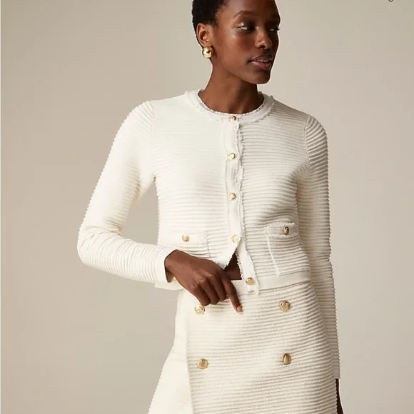 J. Crew Jackets Coats J Crew Emilie Sweater Lady Jacket In Textured Cotton Blend Poshmark